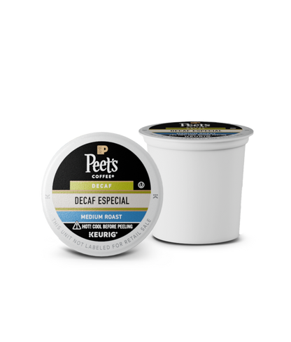 Two Peet's Coffee K-cups on a white background