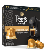 Peet's Coffee single-serve coffee capsules packaging with two capsules in front